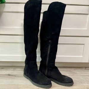 Vince Black Suede Over The Knee Boots